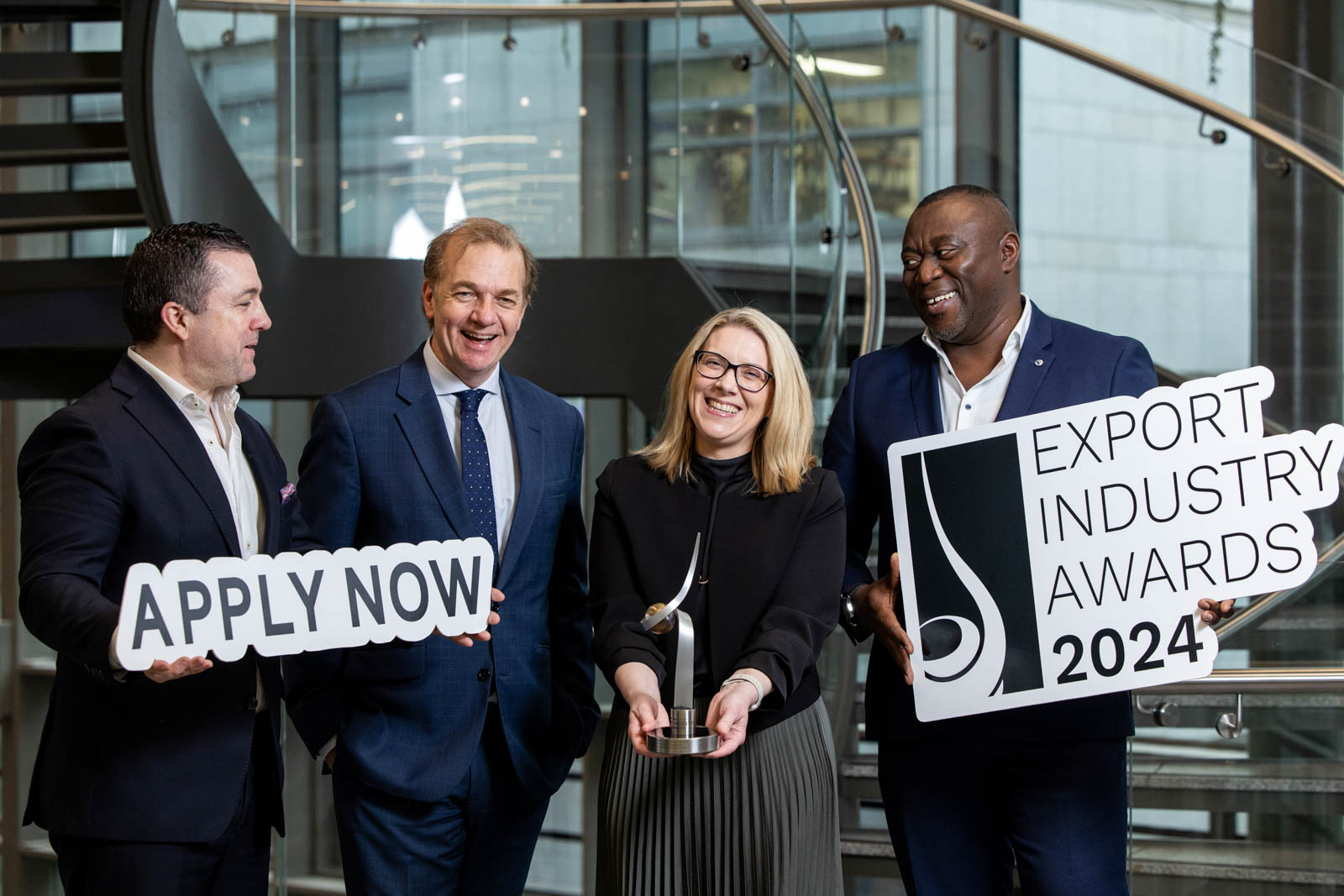 Launch of exporters awards, press call, pr, photocall, people laughing